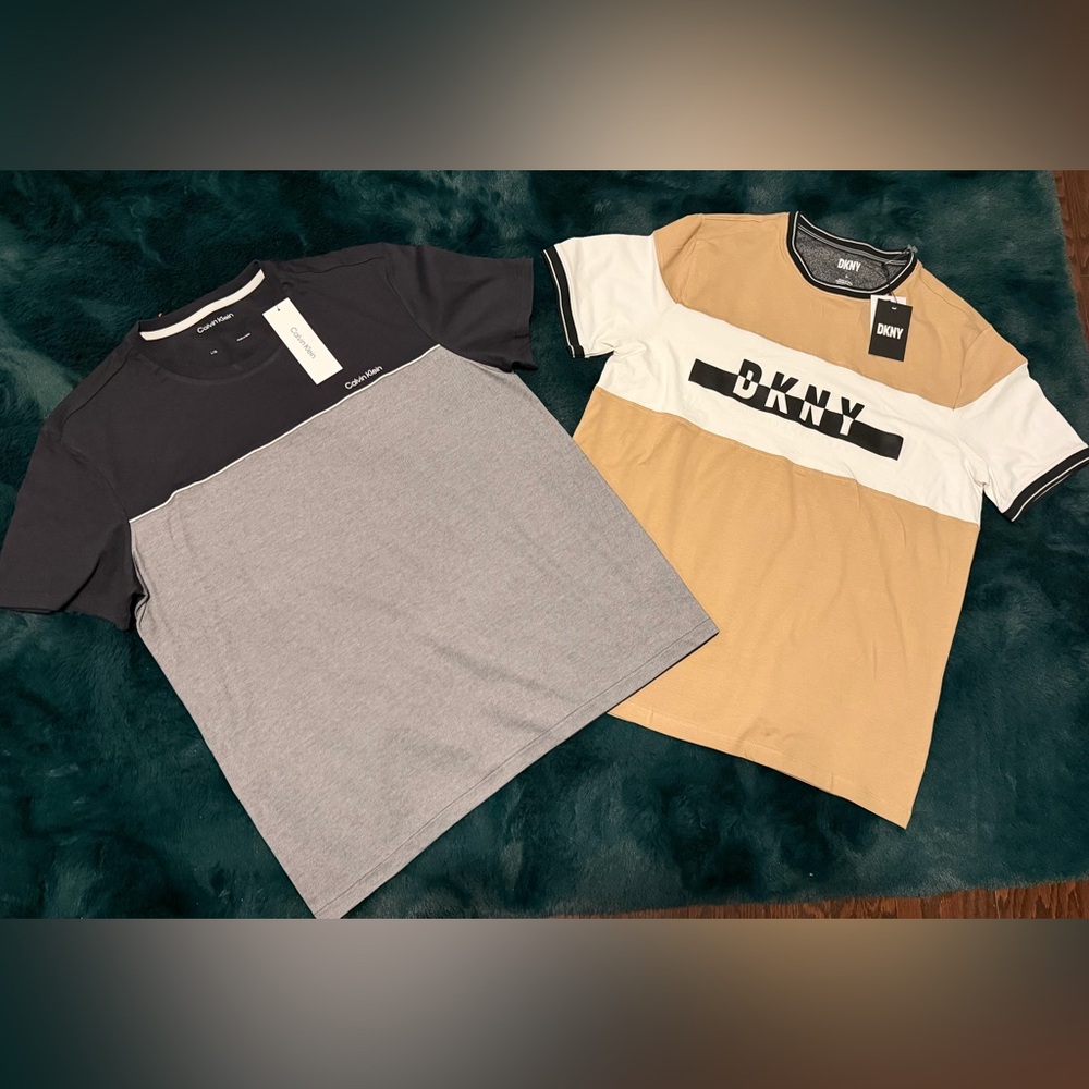 🎁2 for 1 Price, Calvin Klein Black and Gray and DKNY Color block Tee